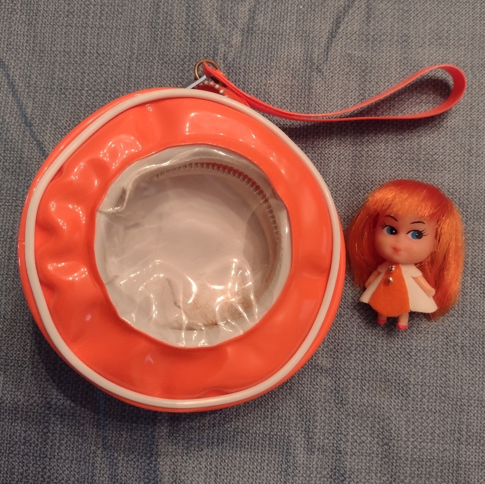 Vintage Liddle Kiddle Orange Doll In Zippered Purse - Picture 8 of 8